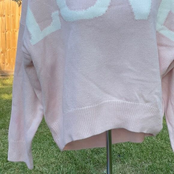 Take 50% OFF- Soho Love Inscribed Pink Sweater, Size-S - Picture 3 of 6